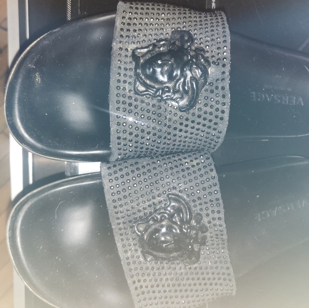 Versace Black Studded Slides
